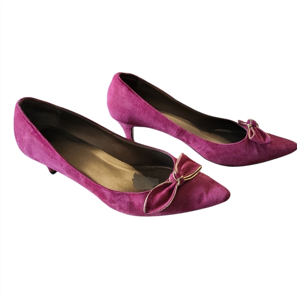 90s Talbots Della2 Suede Bow Kitten Heel Very Berry Size 9M